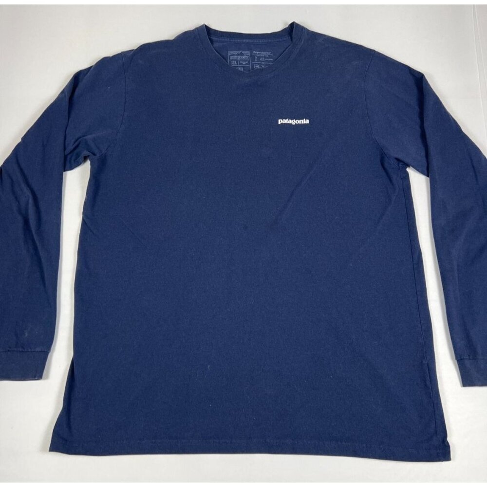 Patagonia Mens XL Blue Responsibili-Tee Long Sleeve Graphic T-Shirt Recycled
